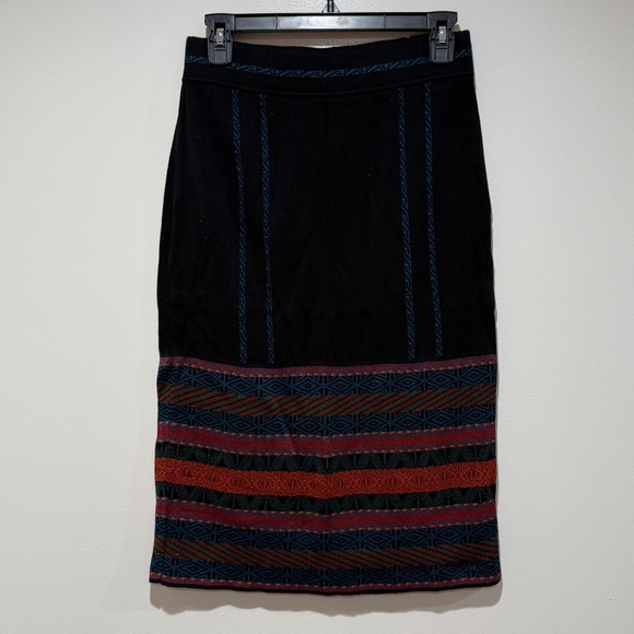 Peruvian Connection Knit Pencil Skirt Small S Multicolor Geometric Print Cotton - Picture 1 of 5